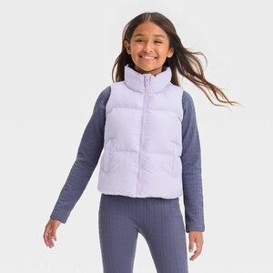 ALL IN MOTION Kids Full Zipper Reversible Quilted Puffer Vest Stand Up Size 4/5